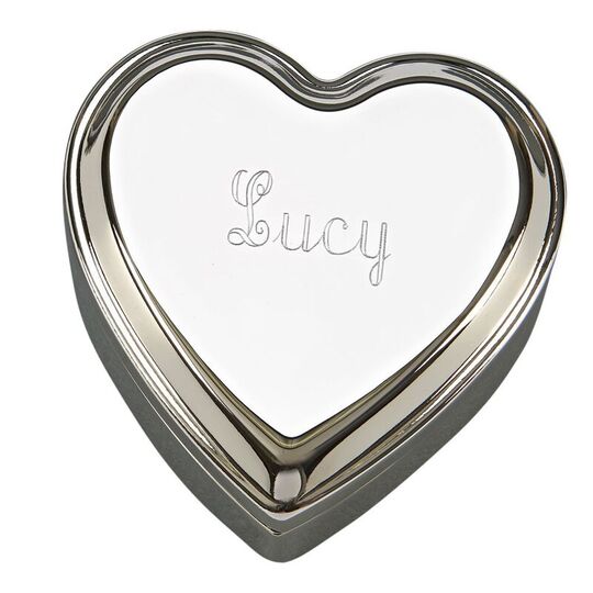 Personalized Polished Heart Shaped Jewelry Box